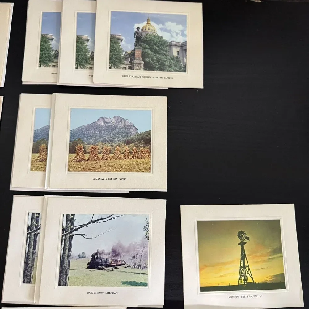 (20) Vintage America The Beautiful Embossed Photo Cards Envelopes Stationary New